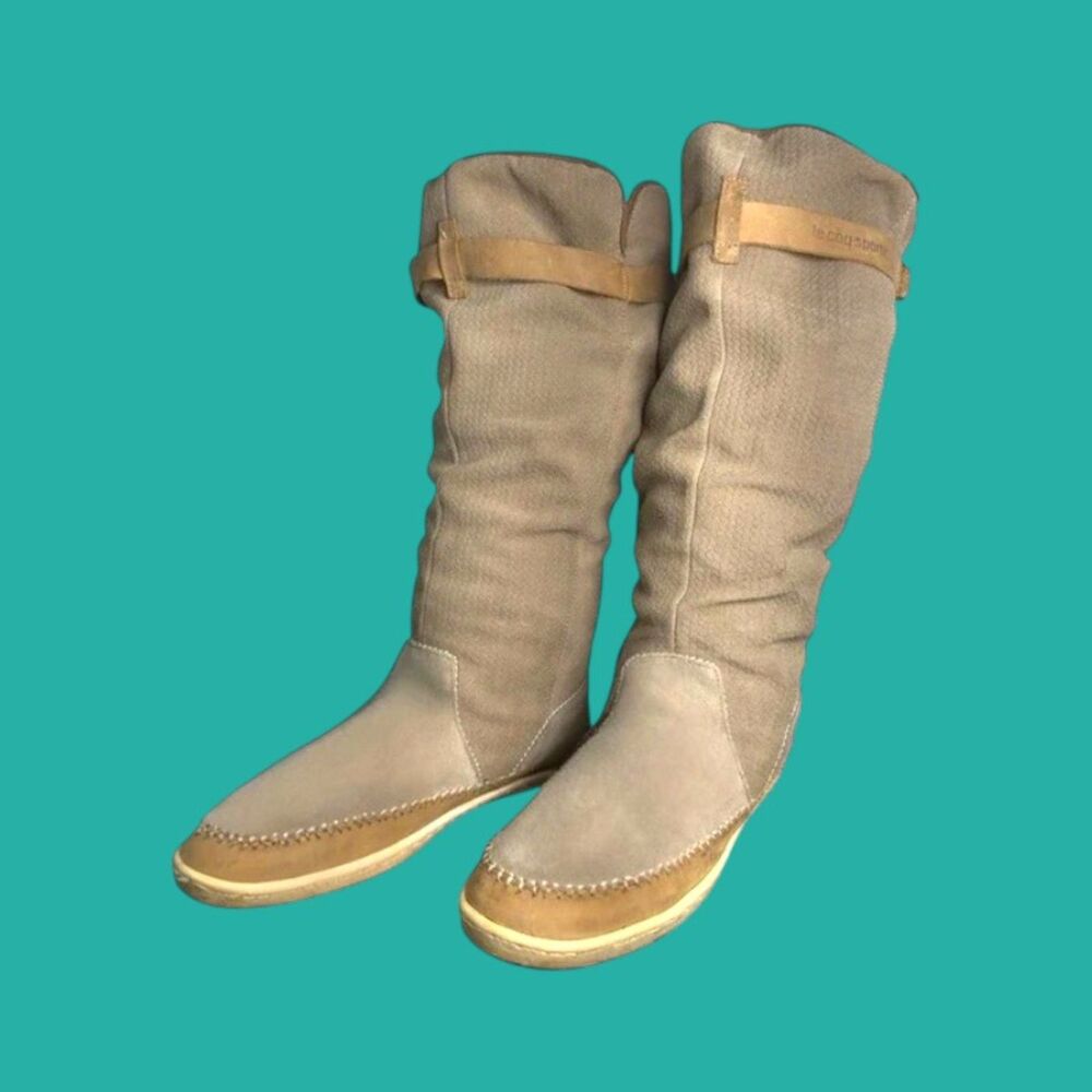 Le Coq Sportif Tan Winter Boots with Fold-Over Cuff